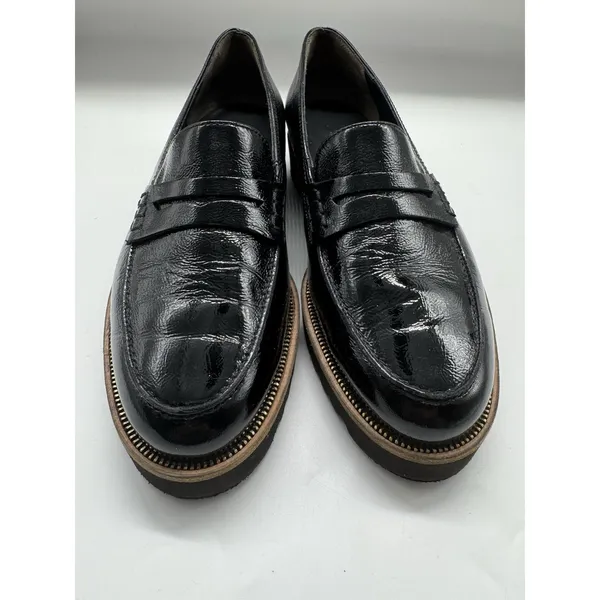 NWOB Paul Green Black Crinkle Patent Leather Penny Loafer Shoes Slip On Womens 6 - Image 4