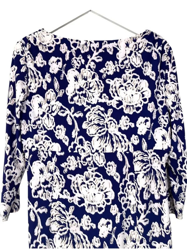 Lauren Ralph Lauren Blue White Floral Print Faux Wrap Dress Size 14 women’s - Image 7