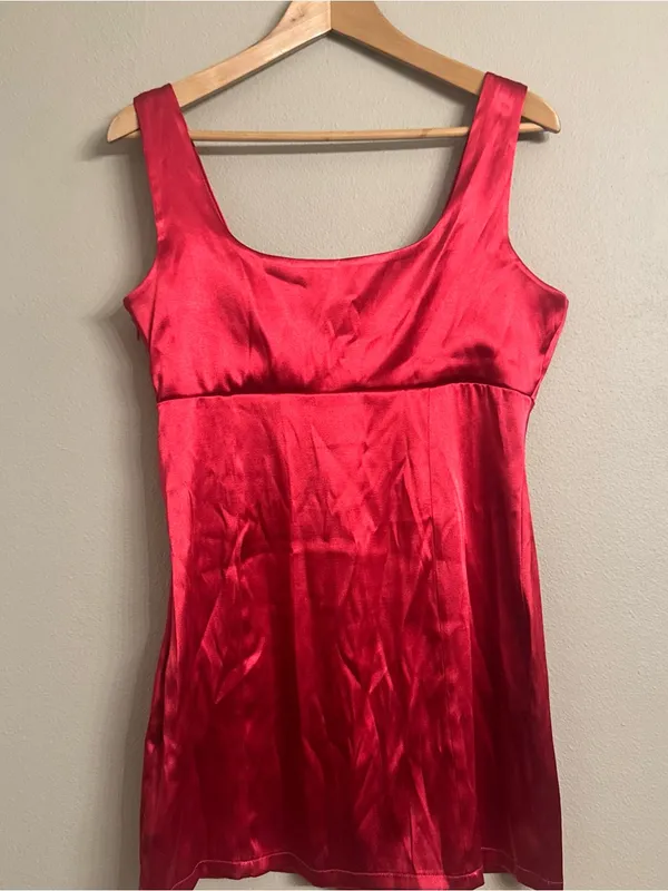 Anthropologie MAEVE ‎ Red Satin Slip Dress - Image 3