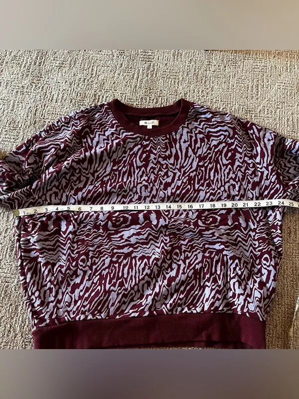Madewell Maroon and Light purple lilac marbled Animal Print Knit Top - Image 4