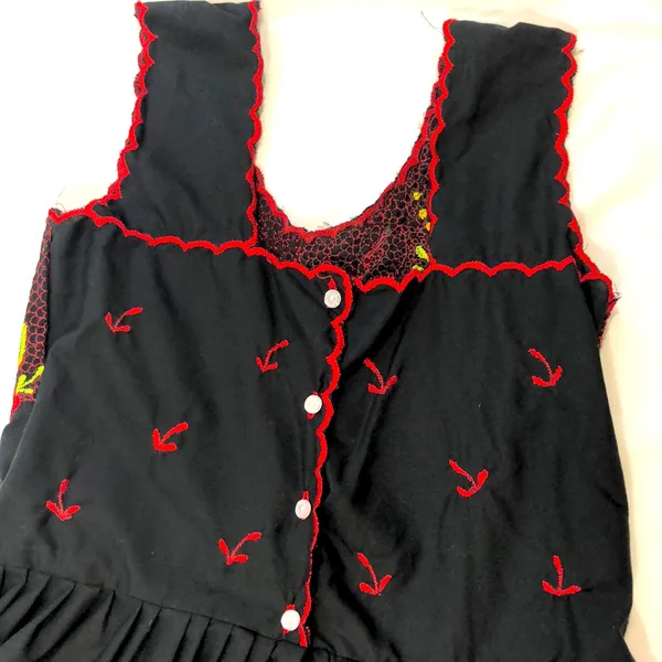 Handmade Philippine Embroidered Dress Black - Image 9