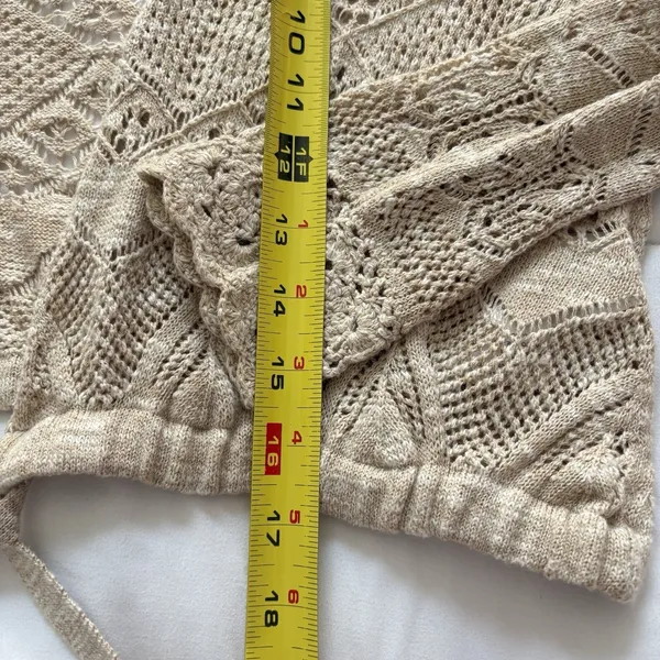 Anthropologie Cardigan Womens XXS Beige‎ Cottagecore Peasant Prairie Dainty - Image 3
