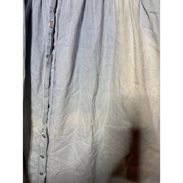 VTG Casual Corner‎ Women 16 90s Denim Maxi Dress Light Wash Floral Embroidery - Image 6