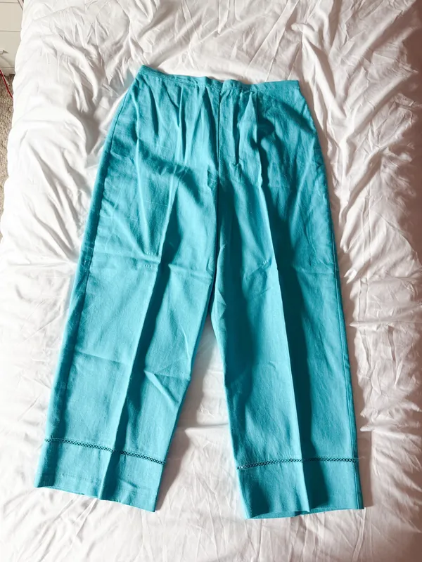 Norton McNaughton Blue Linen Pants Size Large - Image 2