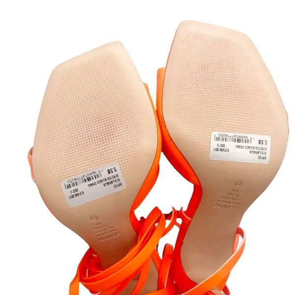 NEW Schutz Bryce Leather Stiletto Sandals Acid Orange Lace-Up Sandals Size 5.5 - Image 15