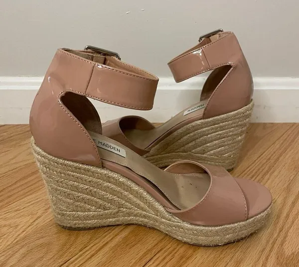 Steve Madden Villa Wedge Espadrille Sandals, Blush, Size 7, EUC - Image 3