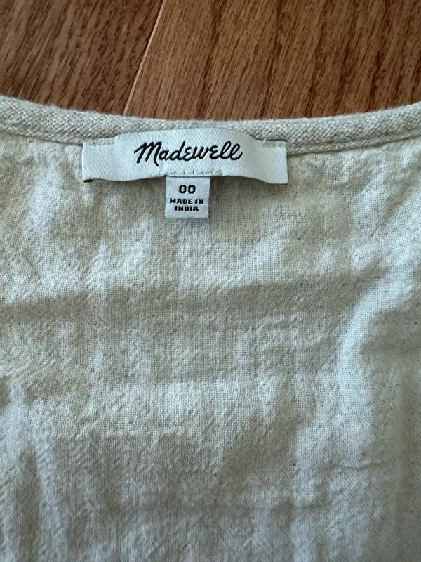 Madewell V-Neck Button Down Romper Womens Linen Blend Sleeveless Beige, Sz 00 - Image 6