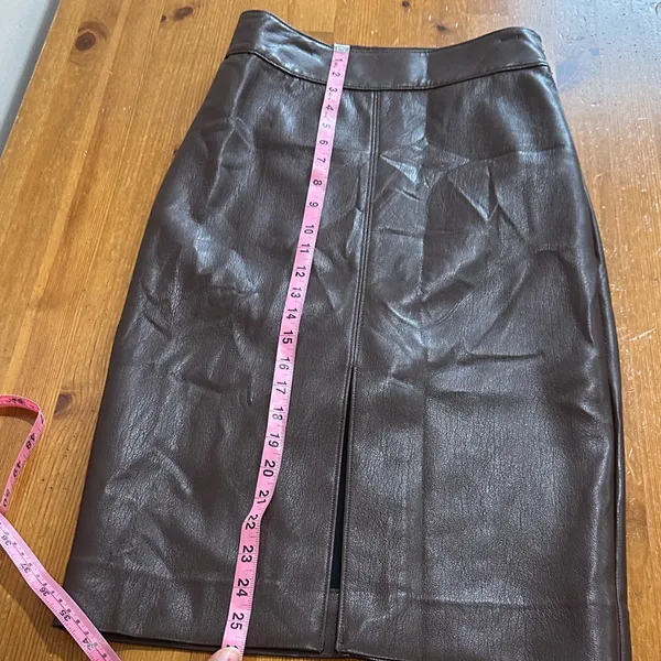 Babaton Brown Vegan Leather Pencil Skirt - Image 6