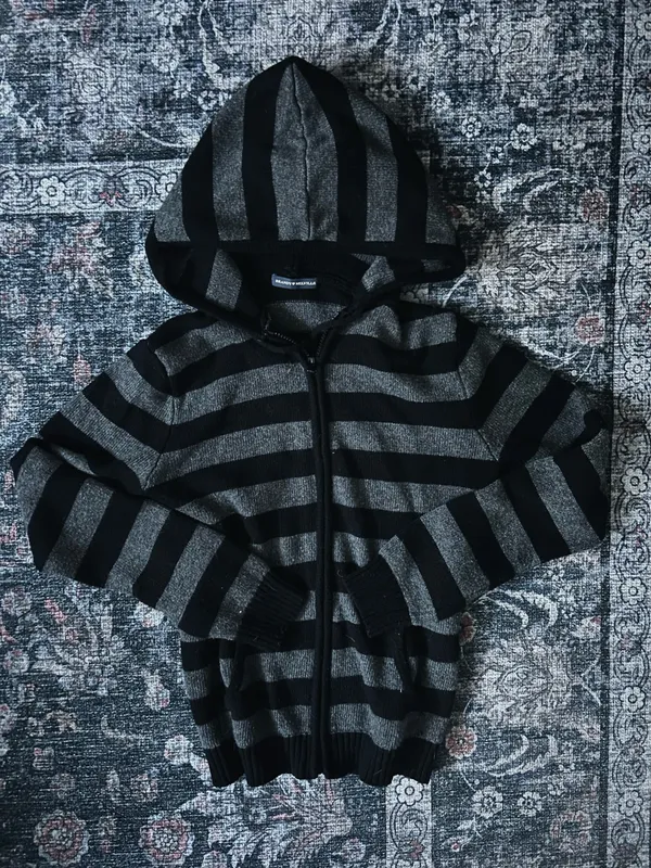 Brandy Melville Alana Wool Zip-Up Striped Sweater - Image 2
