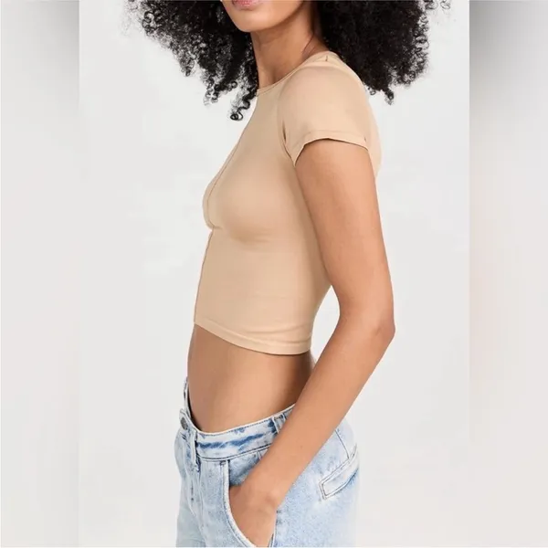 Good American So Soft Sculpted Tee T-Shirt Stretch Pecan 1 2 Small Medium - Image 3