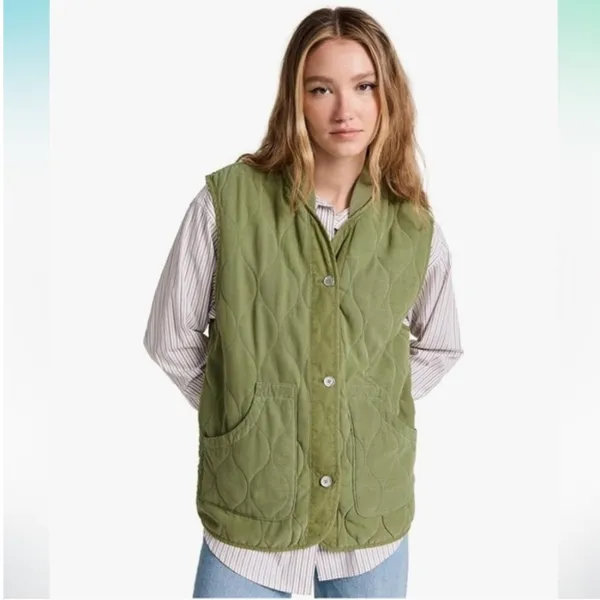 Free People NWT We The Free Billie Quilted Vest Moss‎ Green OB1510076 Women's S - Image 11