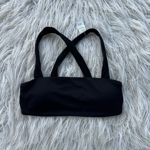 OFFLINE By Aerie Real Me Xtra Square Neck Sports Bra Black Size Small - Image 2
