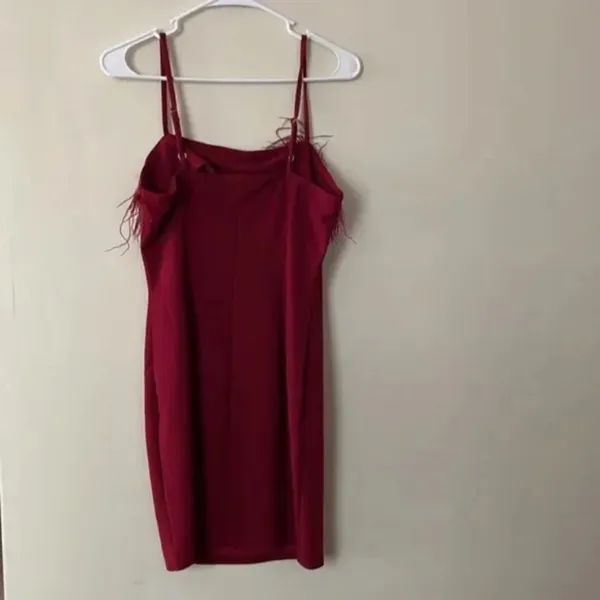 Iris Garnet Feather Trim Cami Dress Women Size M - Image 6