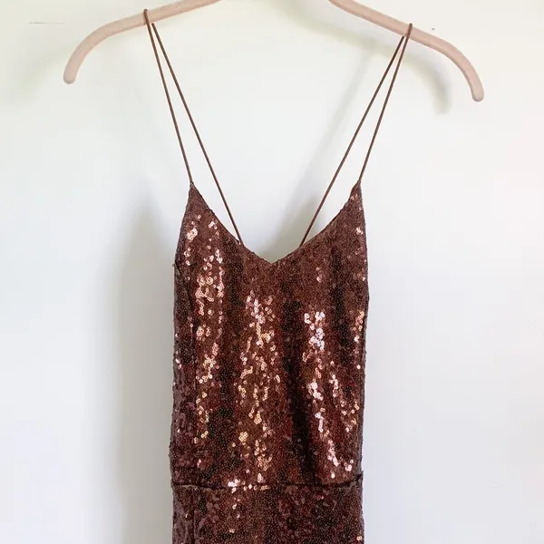 Nasty Gal “Don’t Cross Me” Brown Sequin Dress Y2K NYE - Image 5
