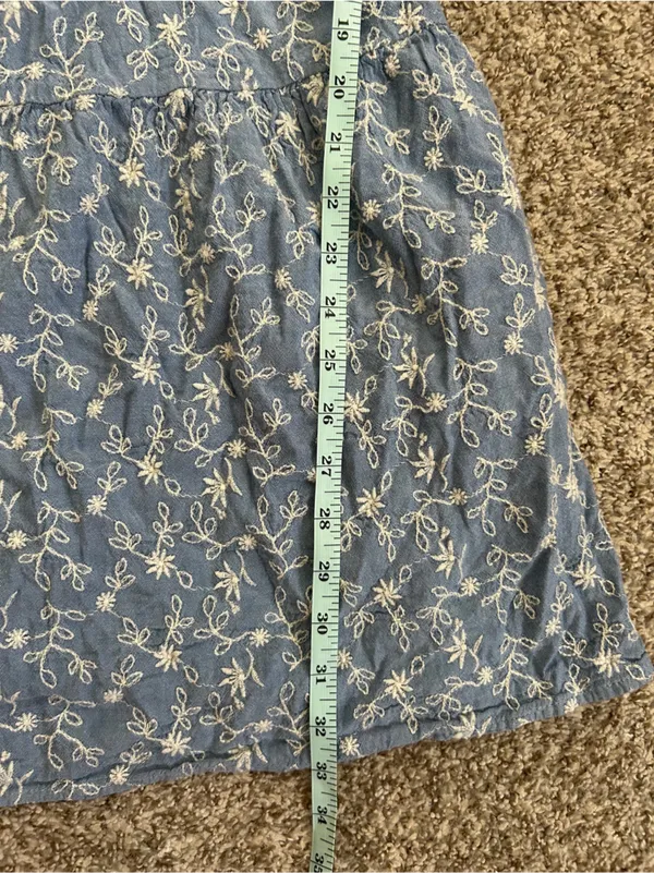 Old Navy Light Blue Floral Square-Neck Puff Sleeve Dress Casual Summer Fall - Image 7