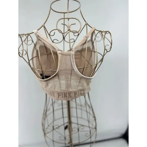 PINK Victoria's Secret Velvet Sports Bra Pullover Size Large Ivory - Image 12