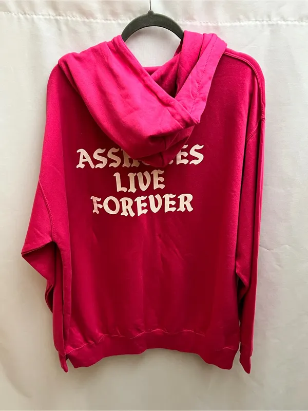 Assh**es Live Forever Pink Zip Hoodie Women’s XL Graphic Logo Oversized - Image 3
