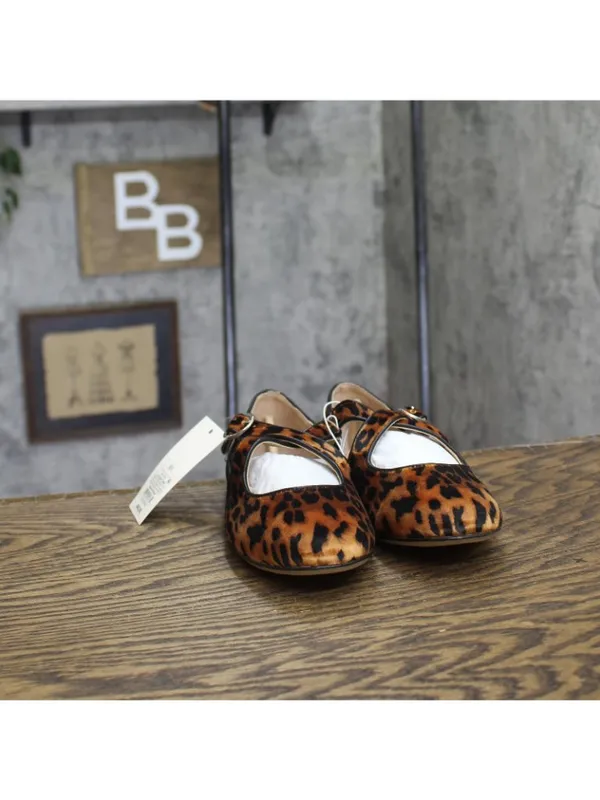 NWT A New Day Print Velvet Flats with Adjustable Strap Leopard Brown Multi 6.5M - Image 4