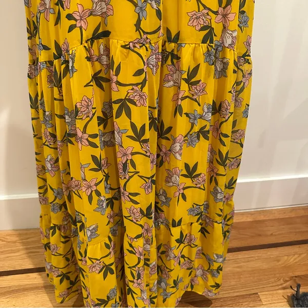 New Lulus Maxi Dress Sz M Thrive Together Yellow Floral Long Sleeves NWT - Image 10
