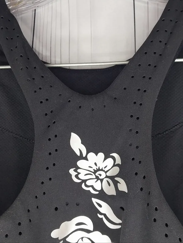Athleta Black Floral Conscious Eyelet Racerback Cropped Activewear Tank Top - Image 6