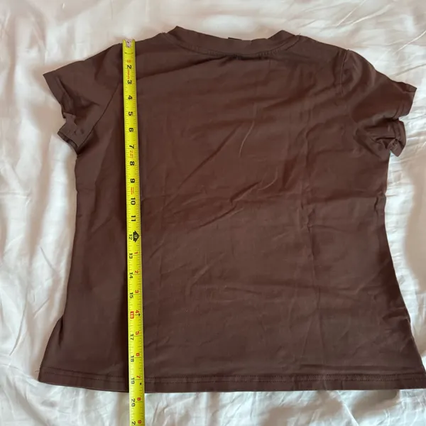 SheIn Women's V-Neck Cotton Brown Tee Shirt Size Large - Image 4
