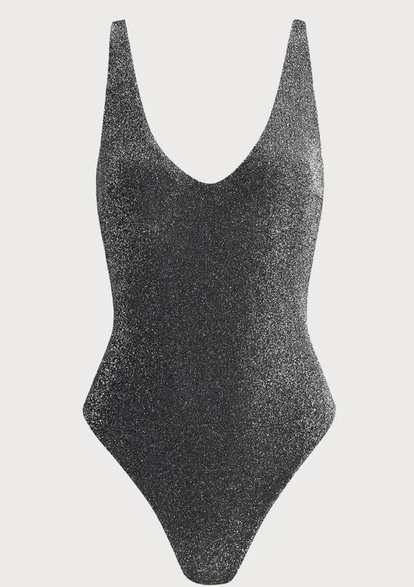 Berlook Black Lurex Cross Back One-Piece Swimsuit - Image 5