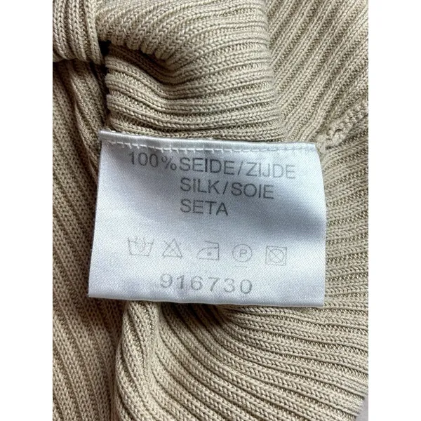 Vtg Best Connections Silk Ribbed Mock Neck Sweater Top Beige Size 10/12 - Image 6