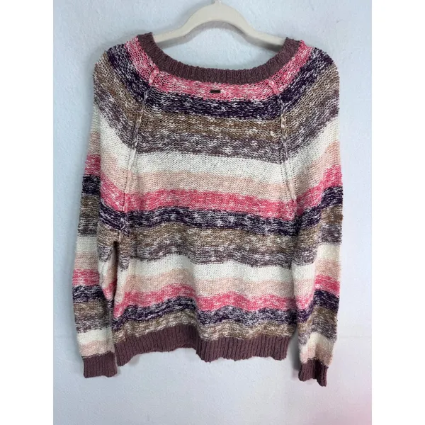 O'Neill Small Multicolor Striped Sweater‎ Women's Boho Knit Pullover - Image 4