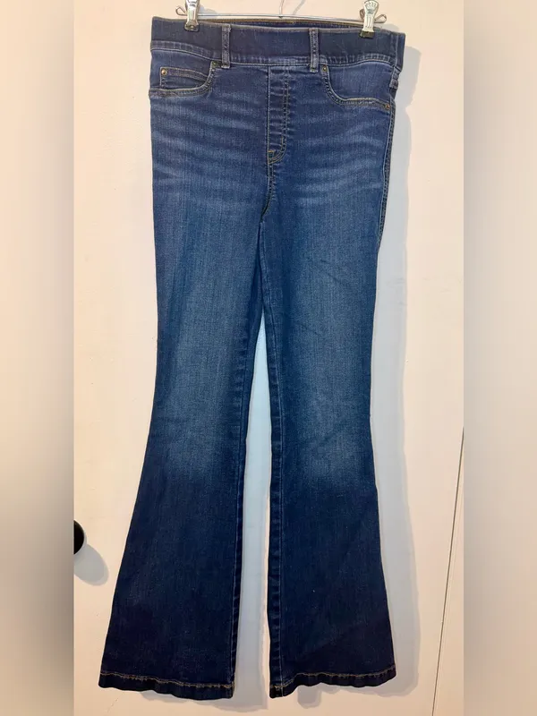 Spanx High Rise Flare Jeans Large Midnight Shade Pull On Shaping 20327R - Image 2