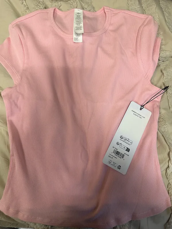 Alo Ribbed Modal Cap Sleeve Top - Image 2