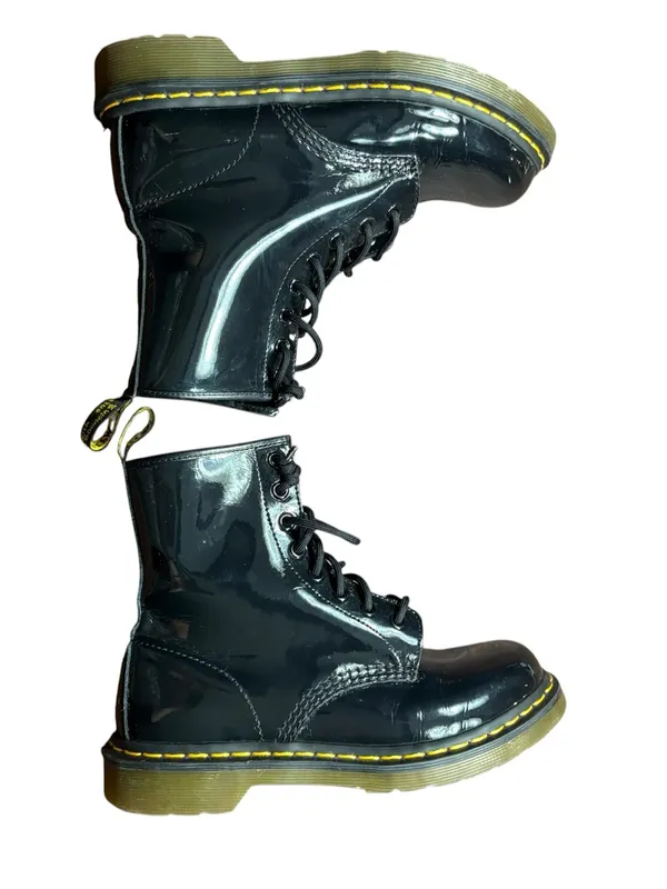 Dr. Martens 1460 Patent Black Leather Lace Up Combat Boots Womens Size 7 - Image 8