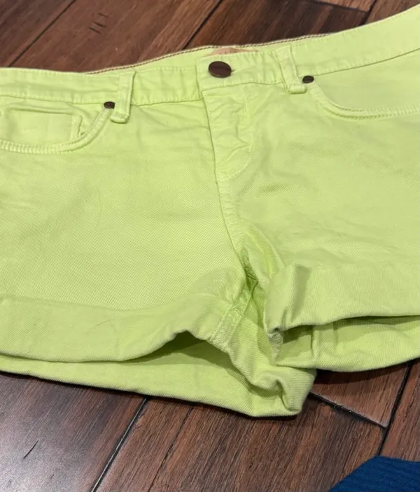 Sanctuary Vintage Neon Lime Green Denim Shorts - Image 7