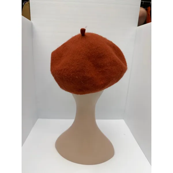 Women’s Rust Orange Wool Felt Beret Hat French Parisian Vintage Style Unbranded - Image 5