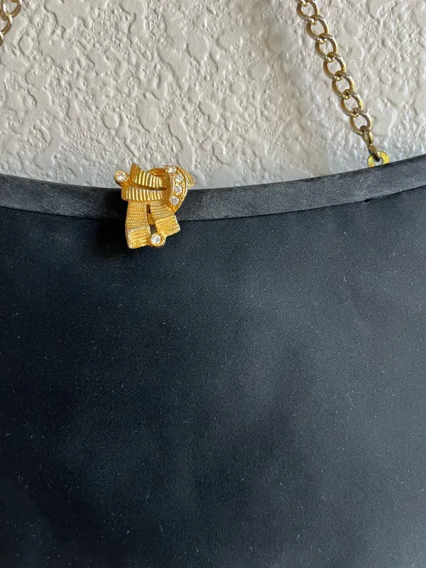 Vintage satin evening bag black - Image 2