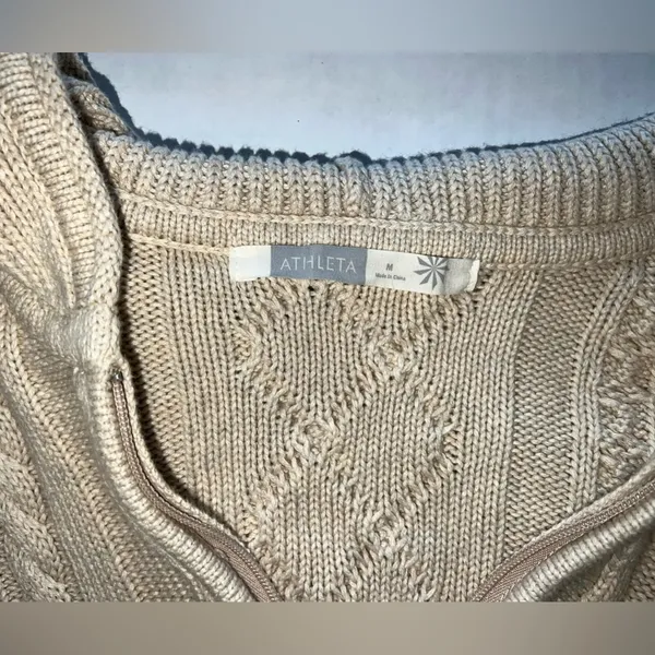 Athleta Hooded Cable Knit Sweater Dress with Zippered Pocket Women’s Size S/M - Image 9