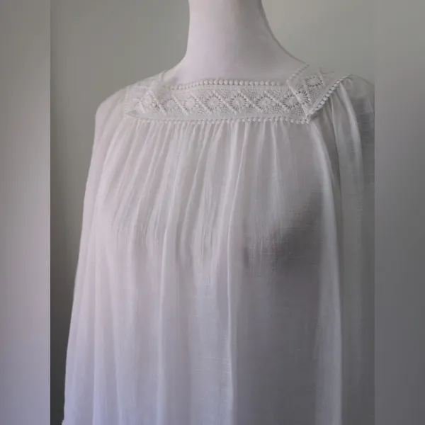 Zac & Rachel Sheer White Embroidered Peasant Blouse - Image 4