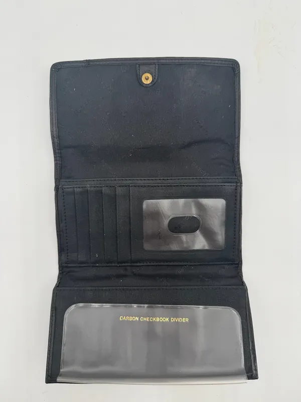 Vintage Rolfs Genuine Leather Checkbook Wallet Black Trifold Organizer USA - Image 4
