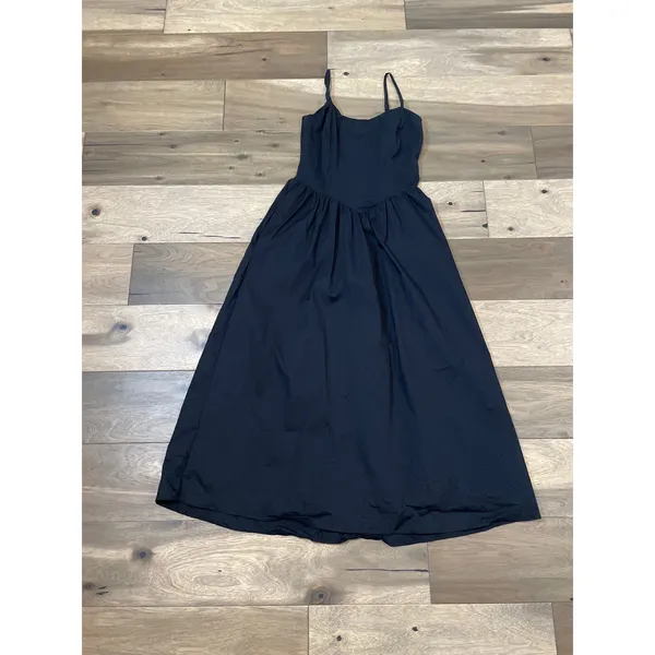 Thirty Thirty Pleated Spaghetti Strap Maxi Dress M Black Cotton - Image 5