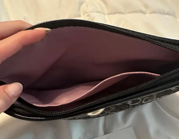 Coach Vintage Black and Metallic Silver Pouch - Image 3