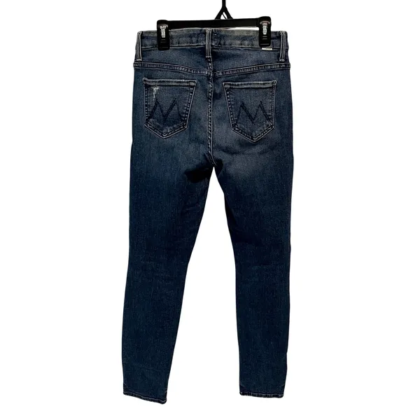 Mother Looker Ankle Chew Jeans Womens 25 Blue High Waisted Skinny Raw Hem Denim - Image 5