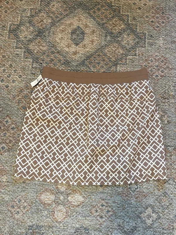 Talbots Brown & White Geometric Mini Tennis Skirt with shorts - Image 5