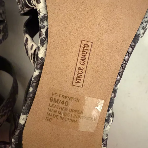 Vince Camuto Frenton Starlight Snake Print Cage Sandals Pewter Gray White 9 - Image 8