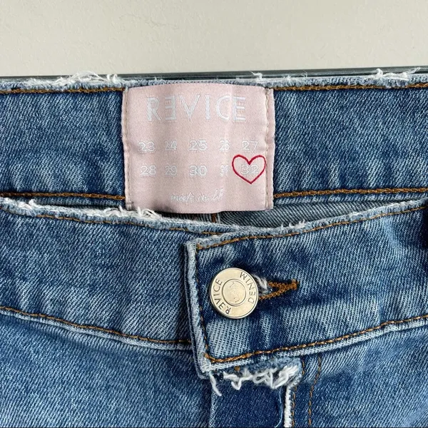 Revice Dream fit straight‎ leg raw hem high rise distressed jeans size 32 - Image 6