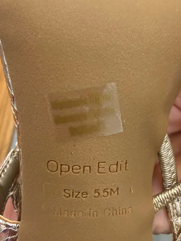 Open Edit Pia Slingback Sandal Gold Metallic Snake Print Block Heel Size 5.5 - Image 9