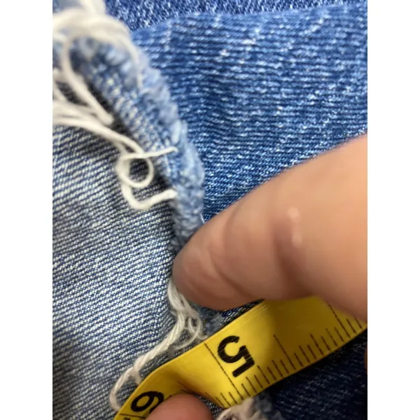 Levi's Ribcage Shorts Women 28 Blue Excellent Raw Hem High Rise Button Fly - Image 7