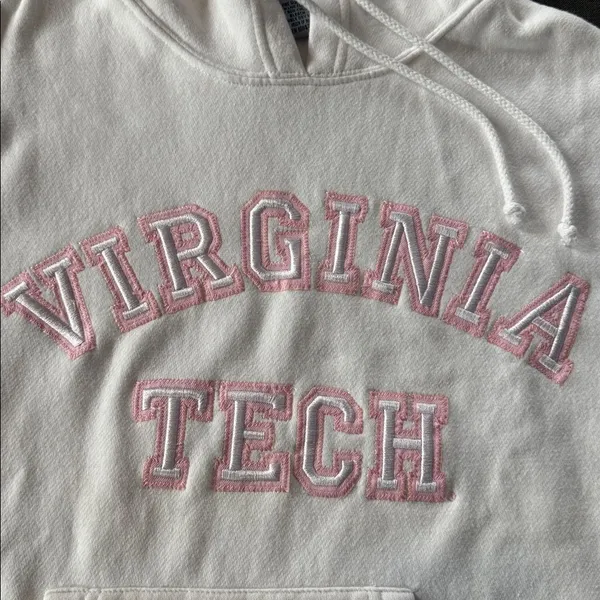 J. America Women’s Virginia Tech White College Hoodie Embroidered Size S NEW - Image 7