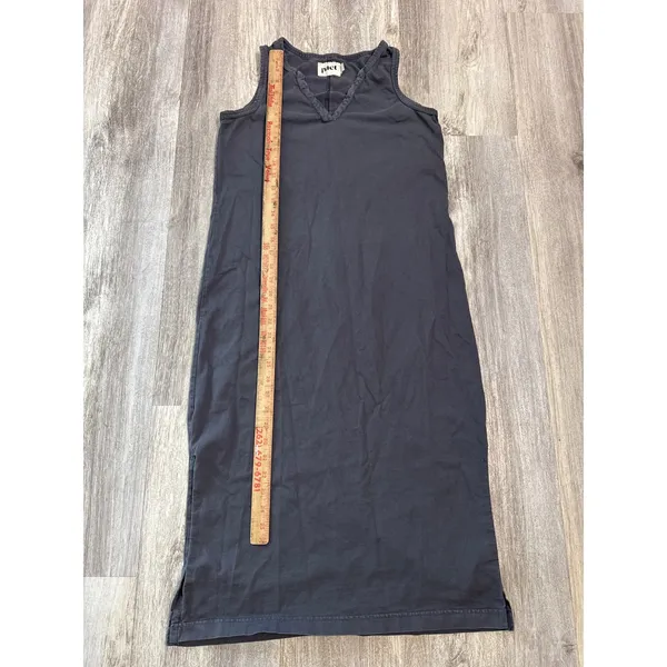 Pact Organic Cotton Sleeveless Notched V-Neck Midi Shift Dress Gray Small - Image 6