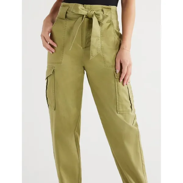 Sofia Jeans Womens Cargo Pants Size 4 Green High Rise Belted 26" Inseam Casual - Image 7