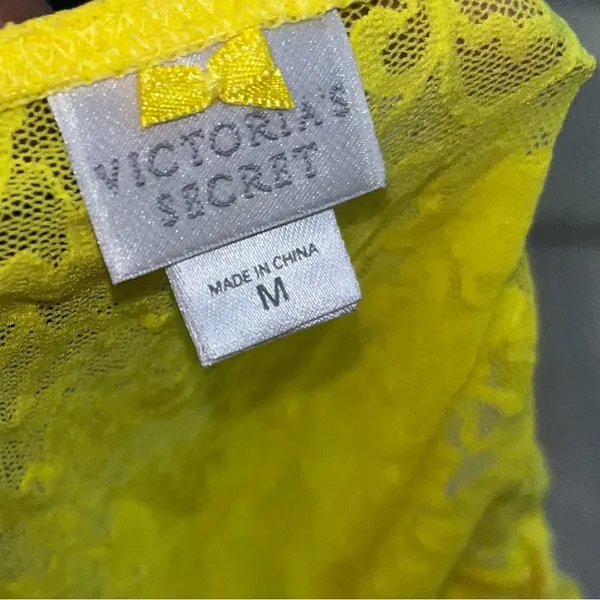 Vintage y2k Victoria’s Secret Yellow Stretch Lace Slip Mini Dress Sheer Nylon - Image 3