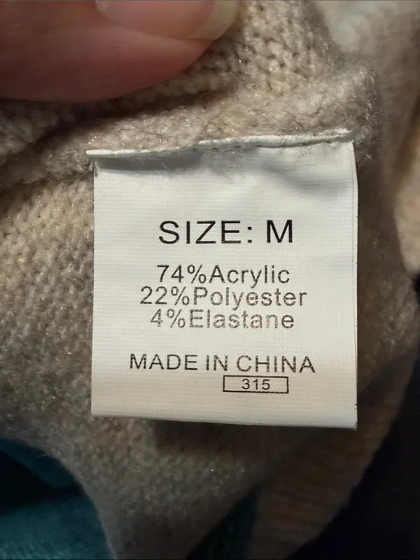 Women's Colorblock Crewneck Sweater in Teal, Cream & Rust - Image 5